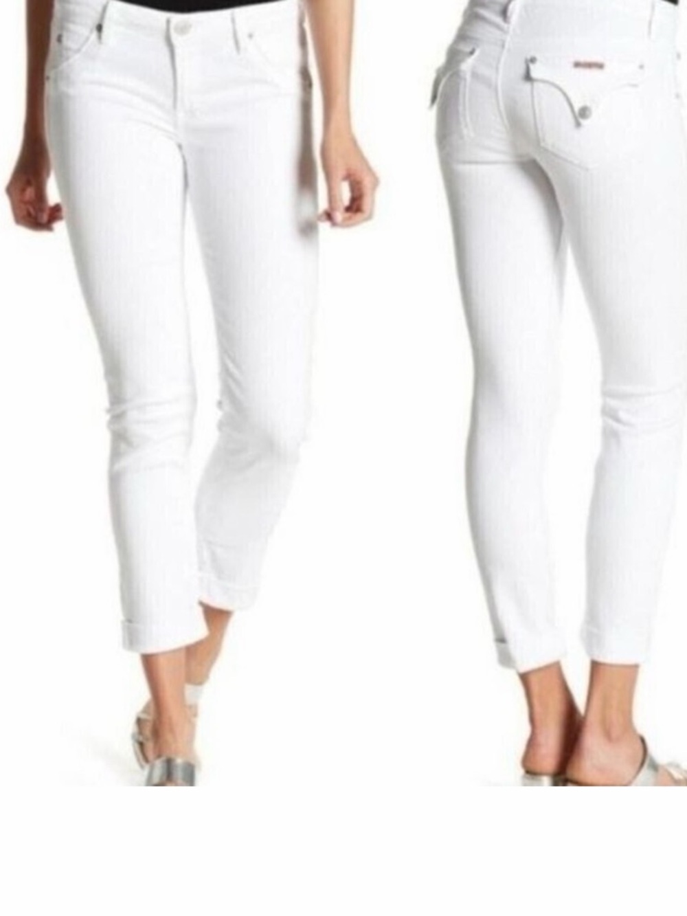 Hudson Jeans White Cropped Ankle Skinny